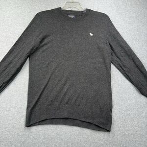 Y2K Abercrombie & Fitch Men's Gray Merino Wool Cotton Blend Crew Neck Sweater M